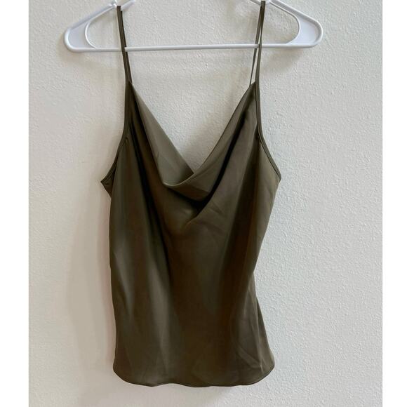 Ramy Brooks NWT Abigail Olive Green Cowl Neck Satin Tank Top Cami size Medium - Picture 4 of 9